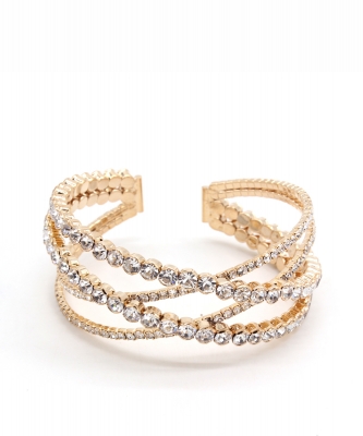 Criss Cross Rhinestone Bracelet BS300054 GOLD CL